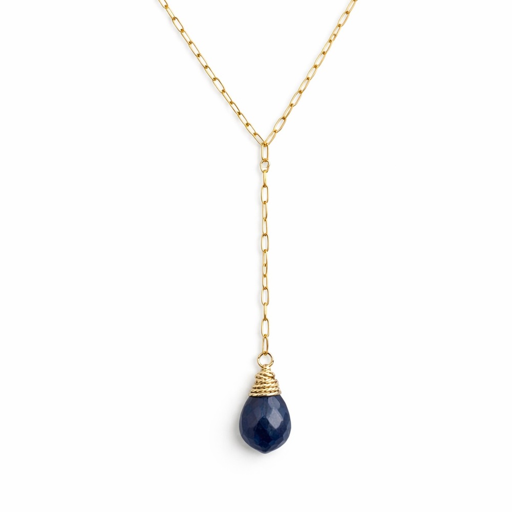 L7028 Sapphire Lariat Necklace